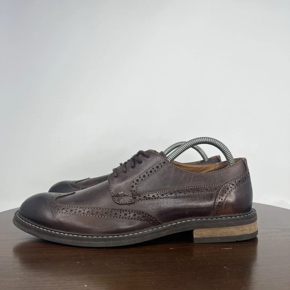 Vionic Bowery Bruno Shoes Men's 10 Brown Leather‎ Wingtip Oxford Brogue Dress